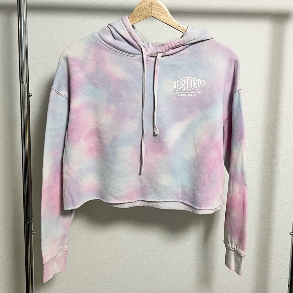 Beer Thirty Santa Cruz Tie Dye Cropped Hoodie